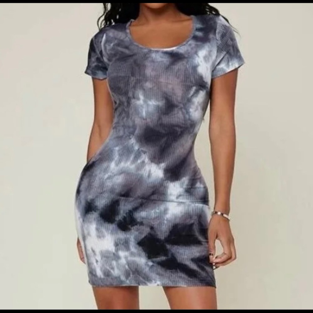 New Tie Dye Rib Knit Pajama Dress